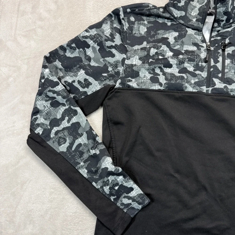 The North Face Sweatshirt Men's Small Black White Camo 1/4 Zip Pullover Outdoors